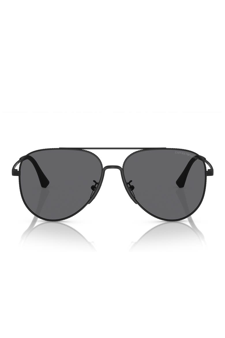 60mm Polarized Pilot Sunglasses, Main, color, MATTE BLACK / POLAR GREY