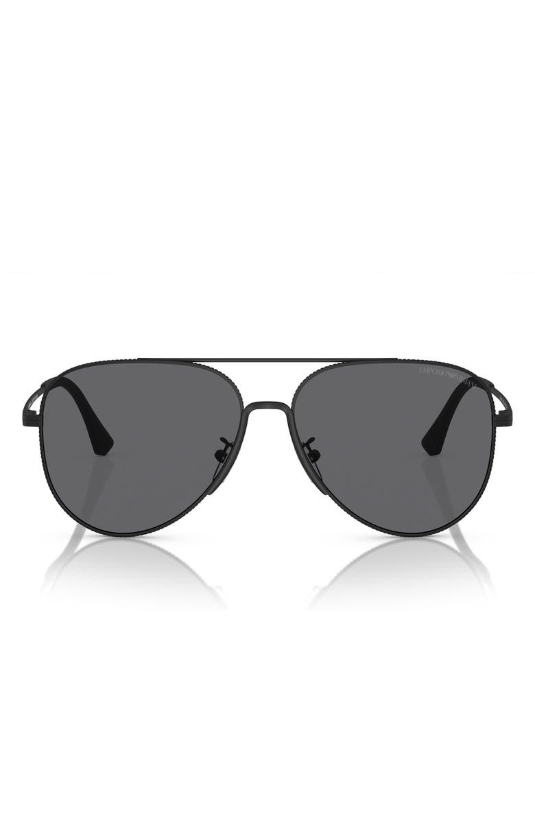 Emporio Armani 60mm Polarized Pilot Sunglasses, Main, color,