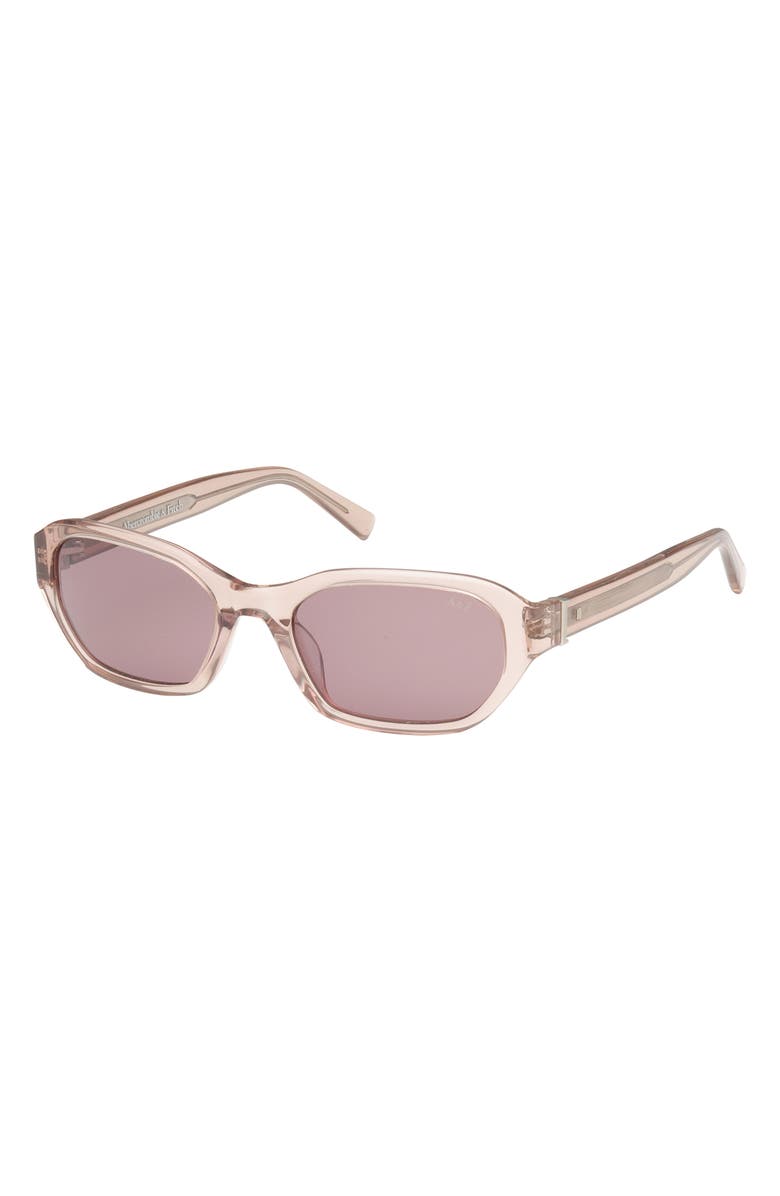 ABERCROMBIE & FITCH 52mm Oval Sunglasses, Alternate, color, Shiny Beige / Plum Lens