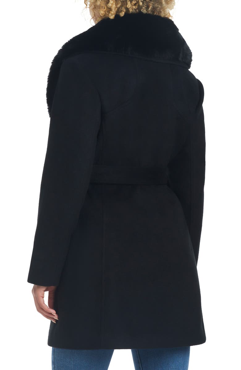 Vince Camuto Double Breasted Coat with Removable Faux Fur Collar, Alternate, color,