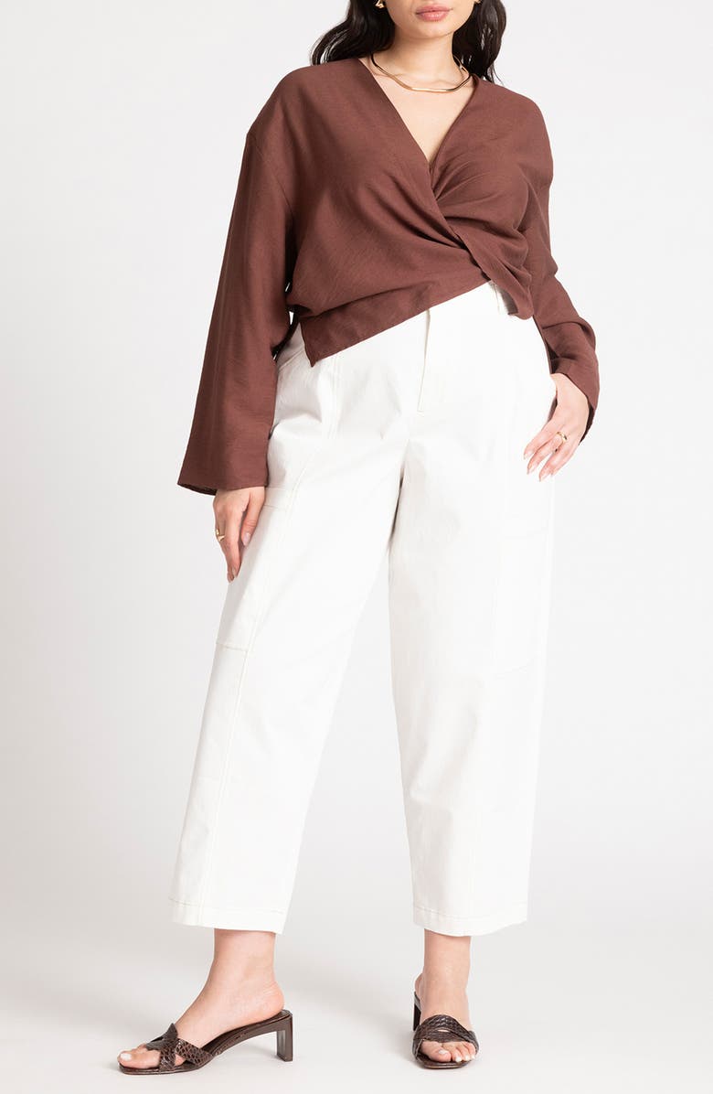 ELOQUII Adjustable Tie Long Sleeve Top, Alternate, color, 