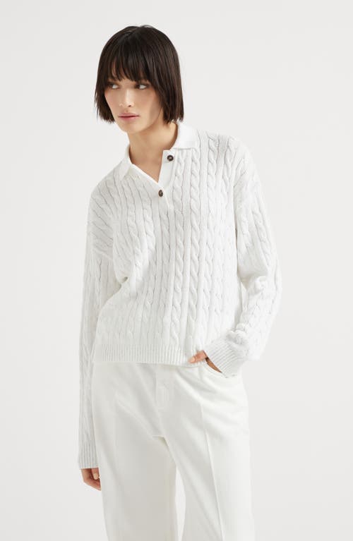Brunello Cucinelli Dazzling Cables Sweater In White