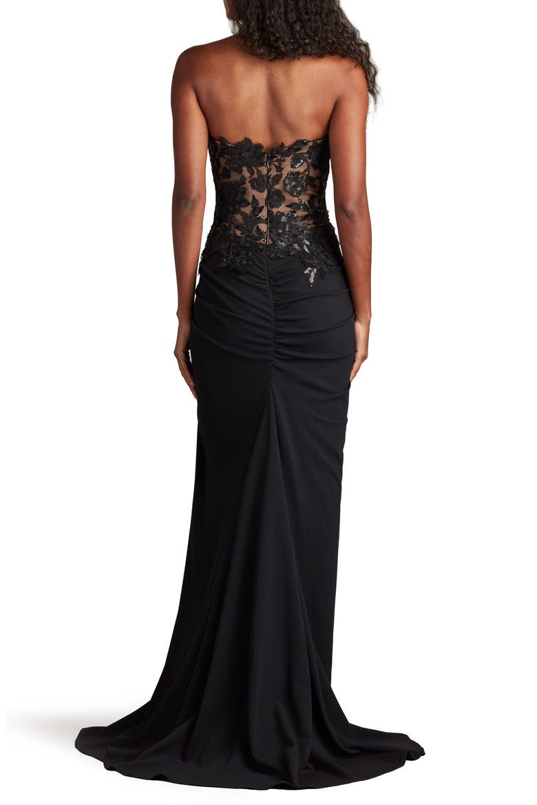 Sequin Embroidered Strapless Gown, Alternate, color, BLACK/ NUDE