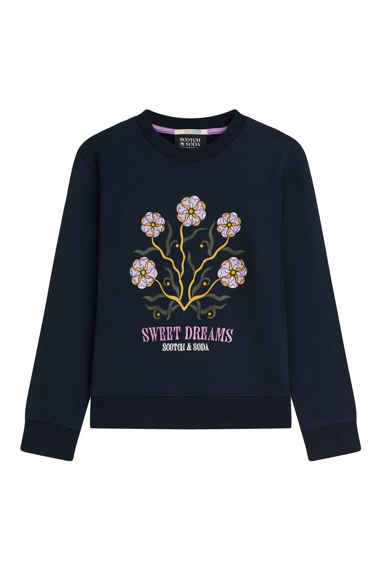 Kids' Relaxed Fit Embroidered Graphic Sweatshirt, Main, color, SKY CAPTAIN
