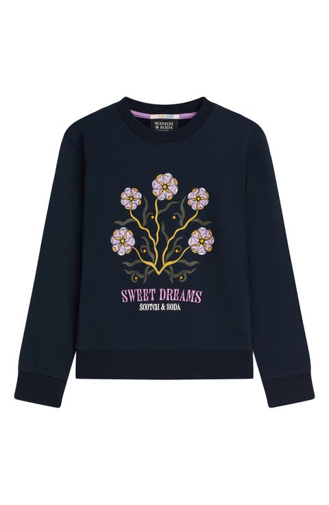 Kids' Relaxed Fit Embroidered Graphic Sweatshirt