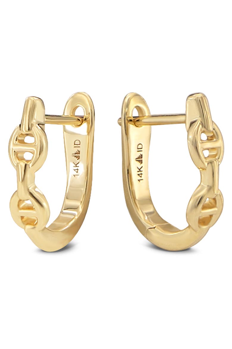 Mariner Anchor Hoop Earrings in 14K Gold, Main, color, Yellow Gold