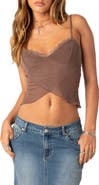 EDIKTED Crossover Crop Mesh Tank