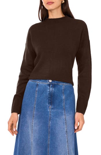 1.state Loose Knit Crewneck Sweater In Chocolate