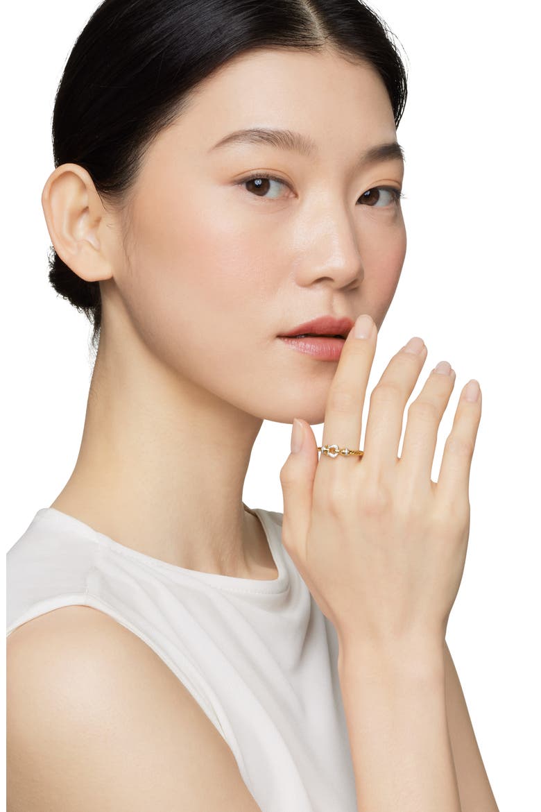 Petite Buckle Ring with Diamonds, Alternate, color, DIAMOND/ YELLOW GOLD
