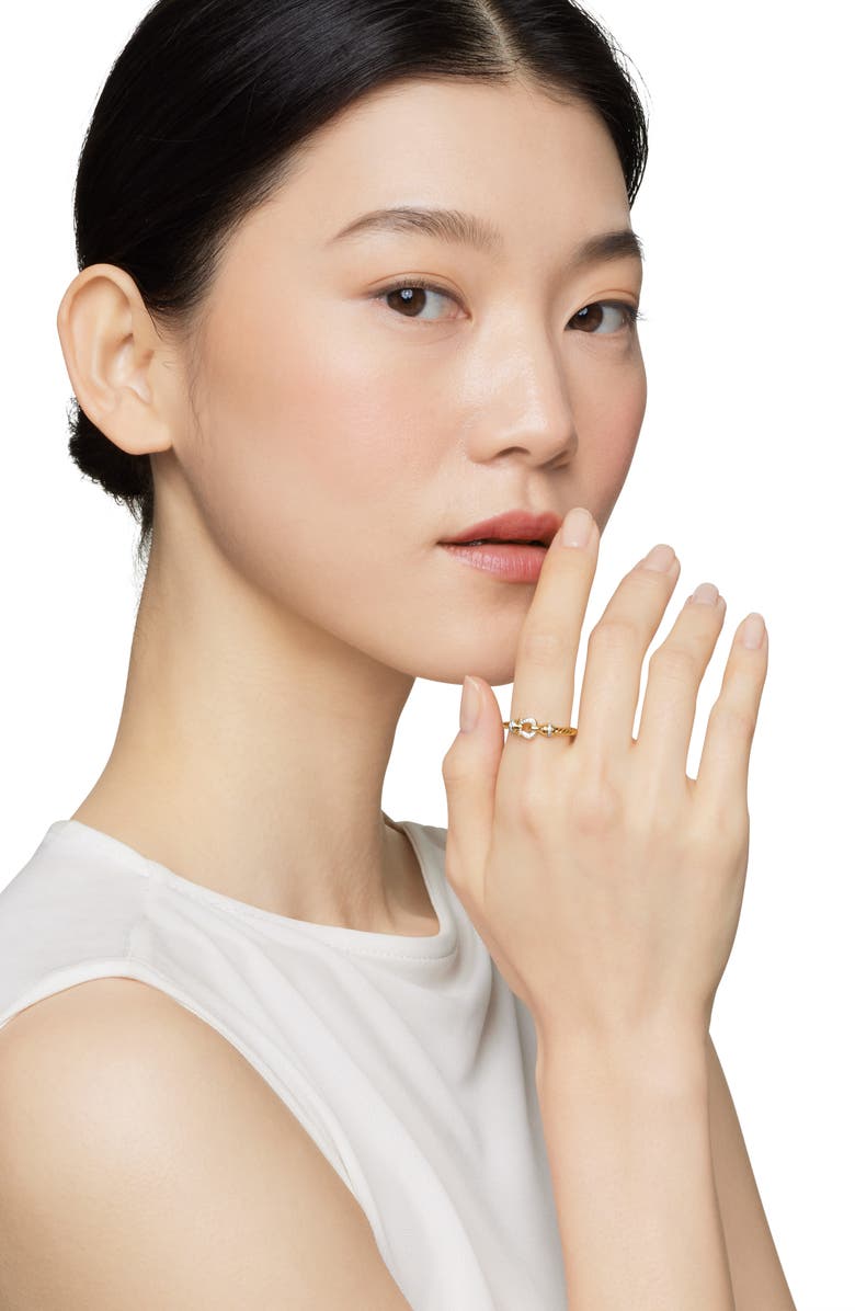 David Yurman Petite Buckle Ring with Diamonds, Alternate, color, Diamond/ Yellow Gold