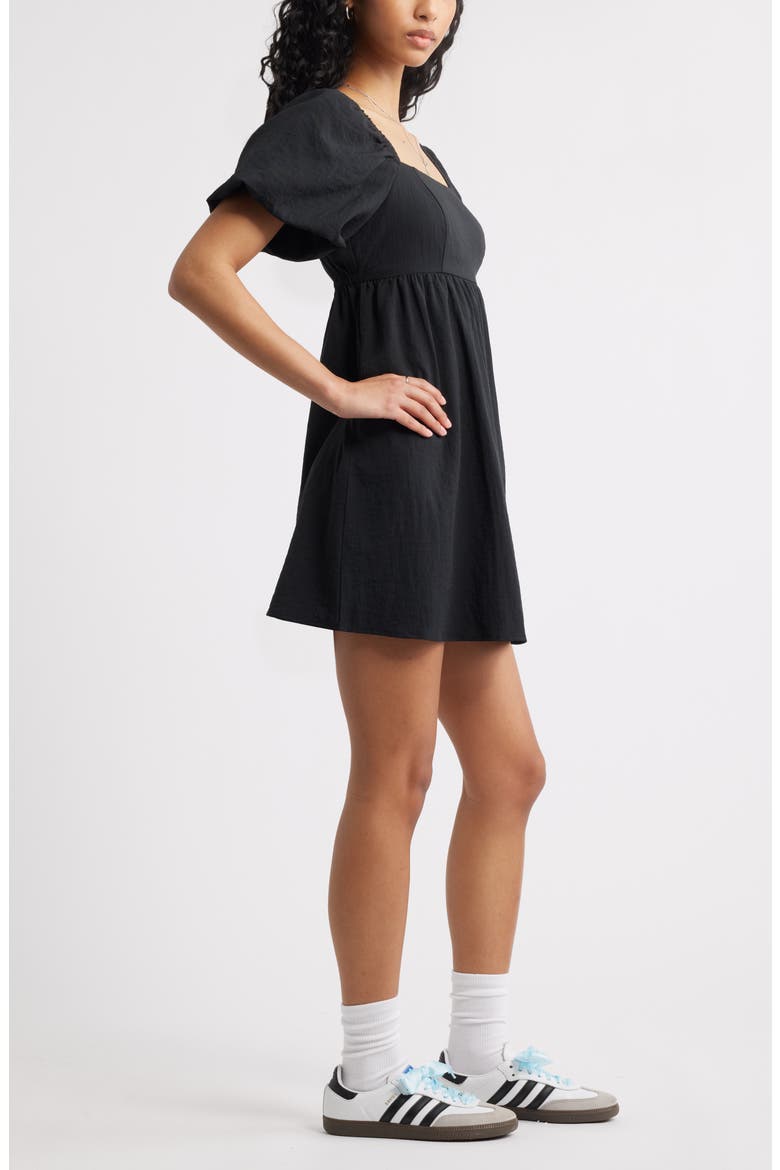 Puff Sleeve Minidress, Alternate, color, BLACK NIGHT