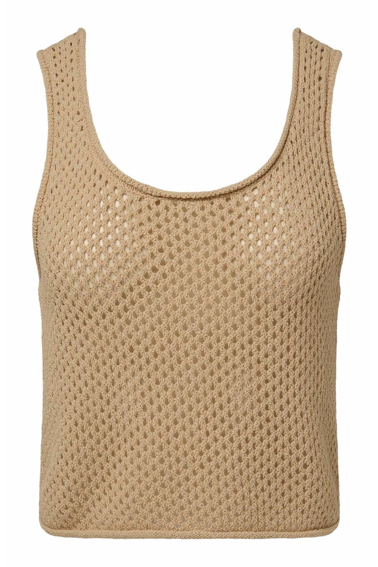 Crochet Knit Scoop Tank, Alternate, color, SANDSHELL