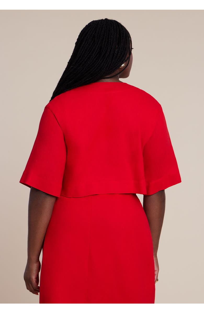 ELOQUII Relaxed Tie Front Linen Top, Alternate, color, Red