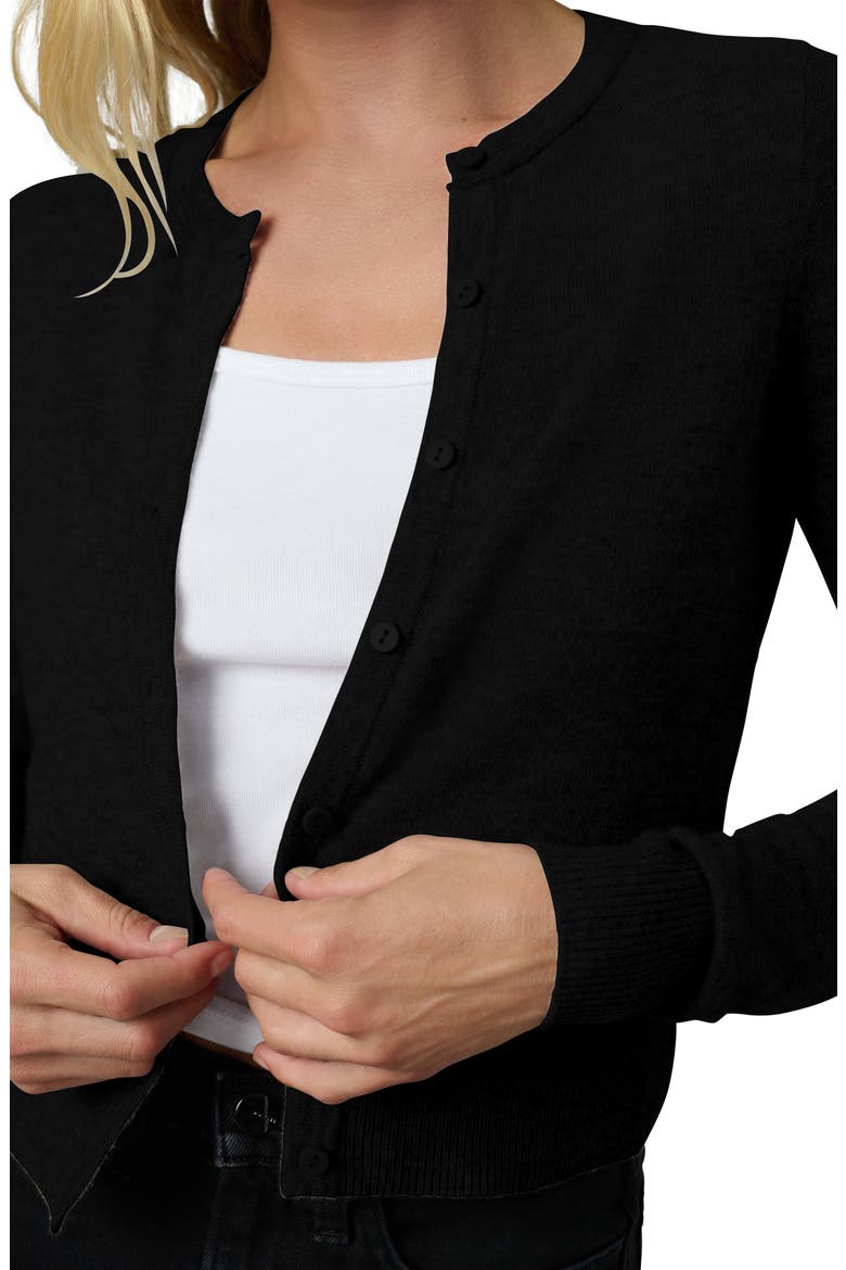 The Dani Crop Cashmere Cardigan, Alternate, color, BLACK