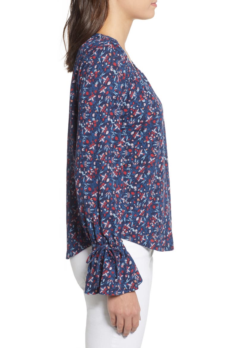 Tie Sleeve Blouse, Alternate, color, BLUE MULTI