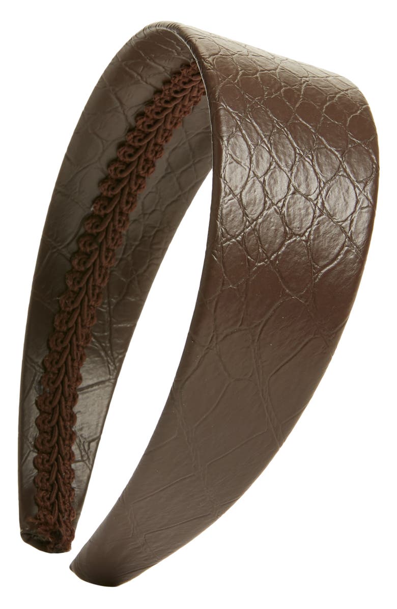 Halogen<sup>®</sup> x Atlantic-Pacific Croc Embossed Faux Leather Headband, Main, color,