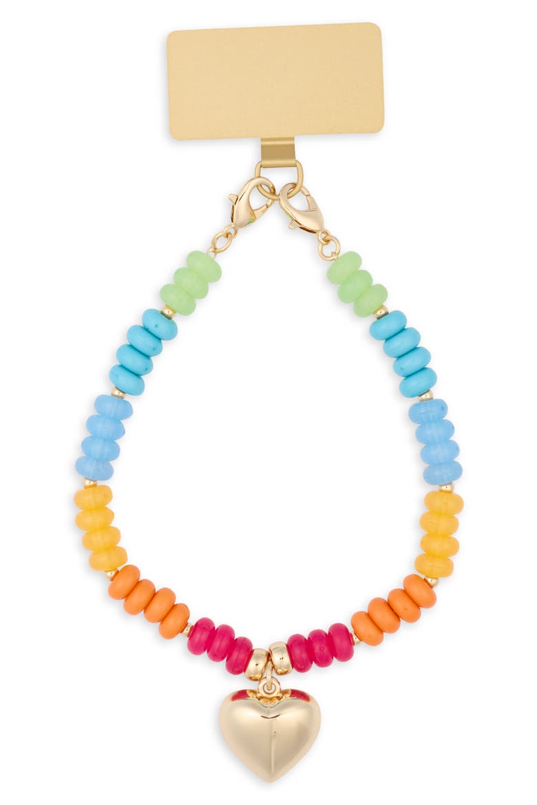 Heart Beaded Smartphone Strap, Main, color, RAINBOW MULTI- GOLD