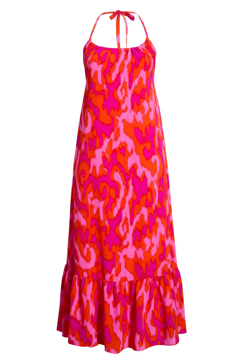 Charly Abstract Solita Halter Maxi Dress, Alternate, color, ORANGE FUCHSIA
