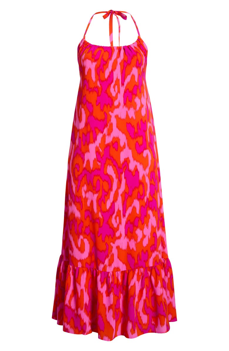 SUGARLIPS Charly Abstract Solita Halter Maxi Dress, Alternate, color, Orange Fuchsia