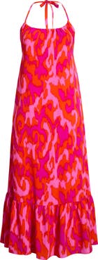 SUGARLIPS Charly Abstract Solita Halter Maxi Dress
