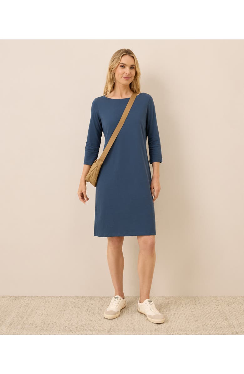 Pact Organic Cotton Softspun Boat Neck Dress, Main, color, French Navy