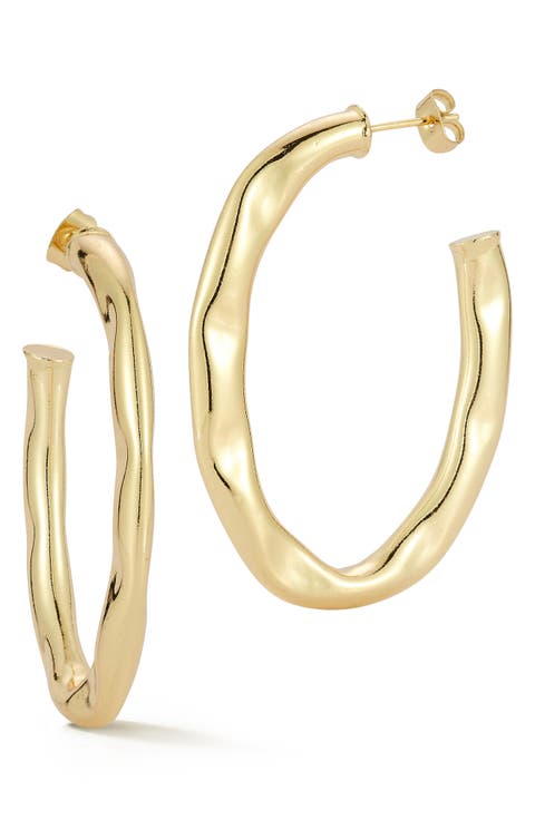 Wavy Oval Hoop Earrings