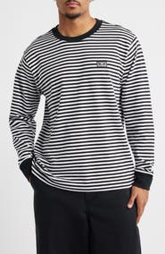 Obey Stripe Long Sleeve Cotton T-Shirt