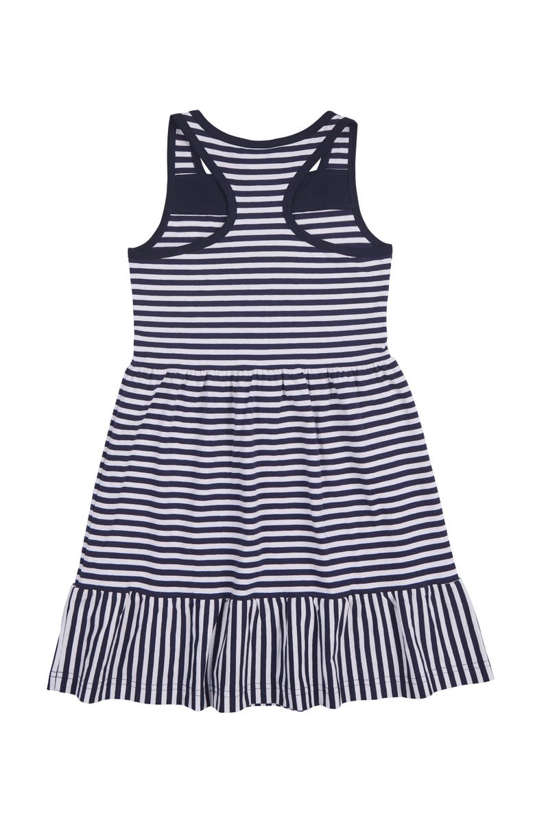 Florence Eiseman Navy Stripe Knit Dress With Shirred Skirt, Alternate, color, Navy / White