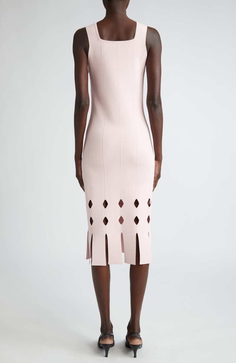 ST. JOHN Cutout Fringe Hem Sweater Dress, Alternate, color, Pale Pink