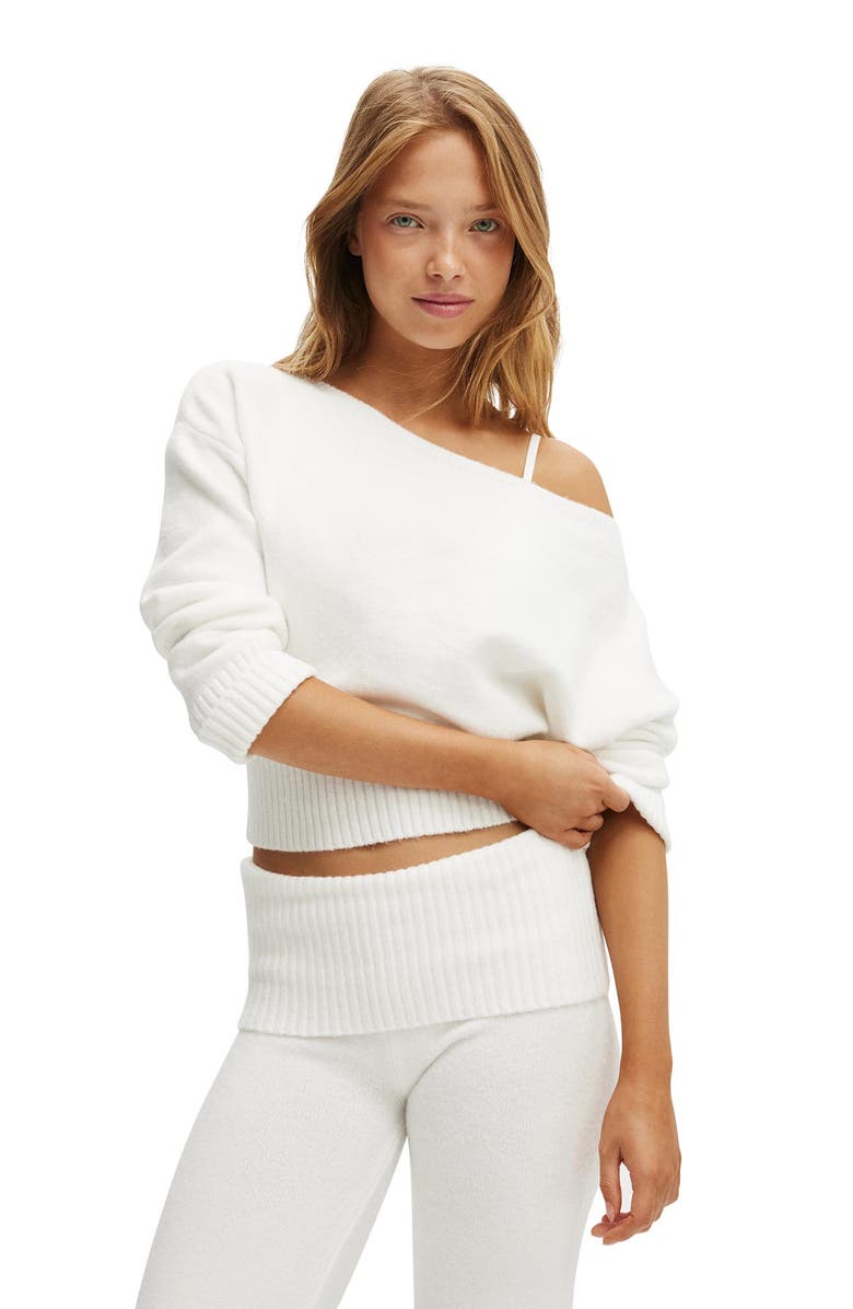 COTTON ON BODY Women's Off The Shoulder Fluffy Knit Jumper, Main, color, Coconut Milk