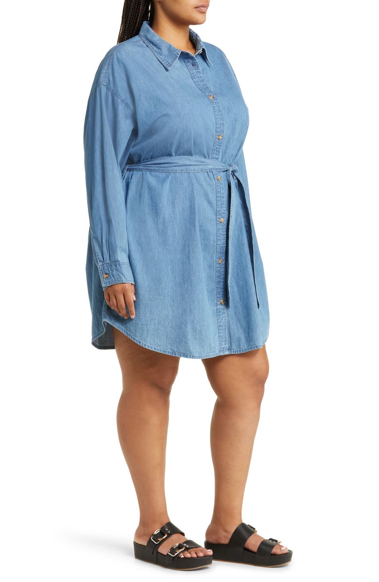 ASOS DESIGN Curve Long Sleeve Denim Minidress, Alternate, color, 