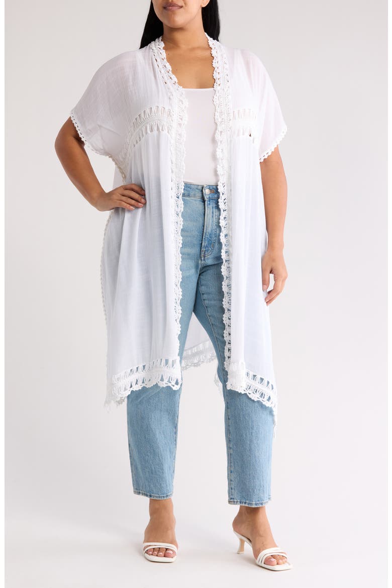 Open Work Knit Duster, Main, color, WHITE
