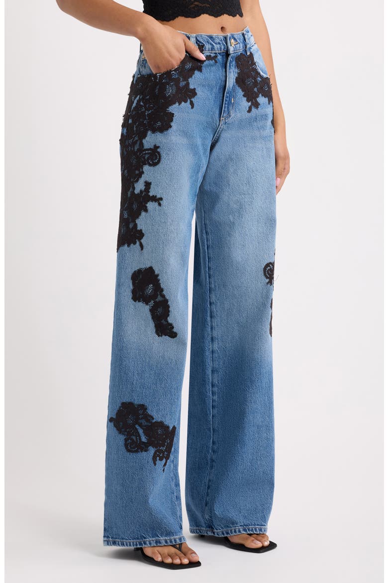 Bambie Lace Appliqué Jeans, Main, color, HEIRLOOM INDIGO