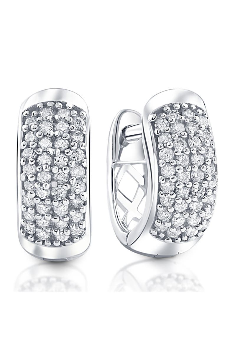 Bliss Diamond Small 1/4ct Diamond Pave Huggie Hoops Women's Earrings Gold Lab Grown 1/3", Main, color, Silver