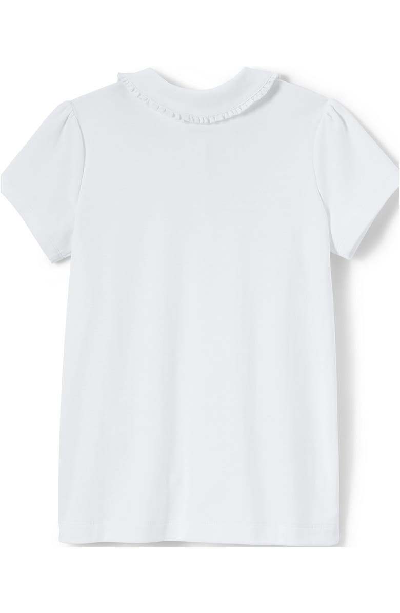 Lands' End Girls Short Sleeve Ruffled Peter Pan Collar Knit Shirt, Alternate, color, White