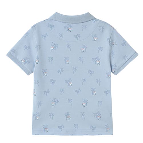 Mayoral Palm Tree Linen Polo In Blue