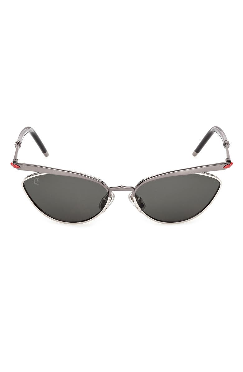 Christian Louboutin 56mm Geometric Sunglasses, Main, color, Ruthenium / Palladium