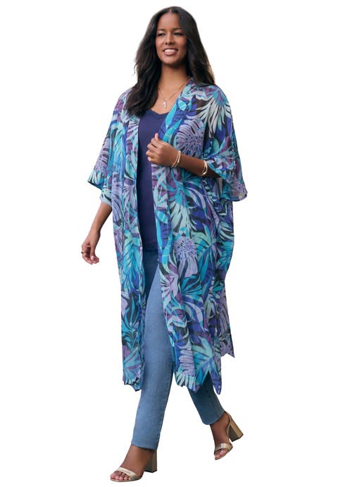 Plus Size Flowy Chiffon Duster (Plus)
