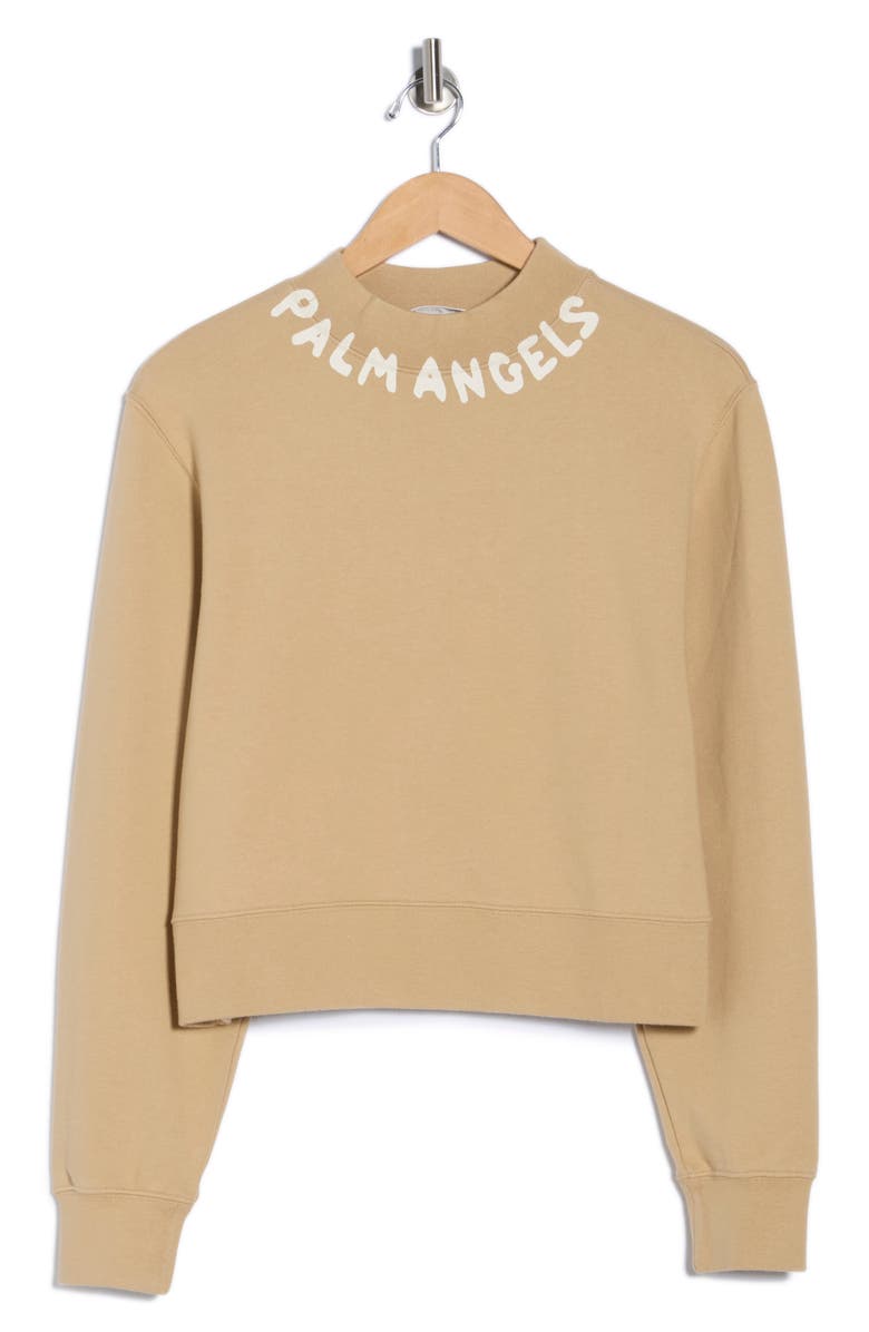 Palm Angels Mock Neck Sweater, Main, color, Beige