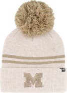 '47 Women's '47  Natural Michigan Wolverines Core & Inline Latte Cuffed Knit Hat with Pom
