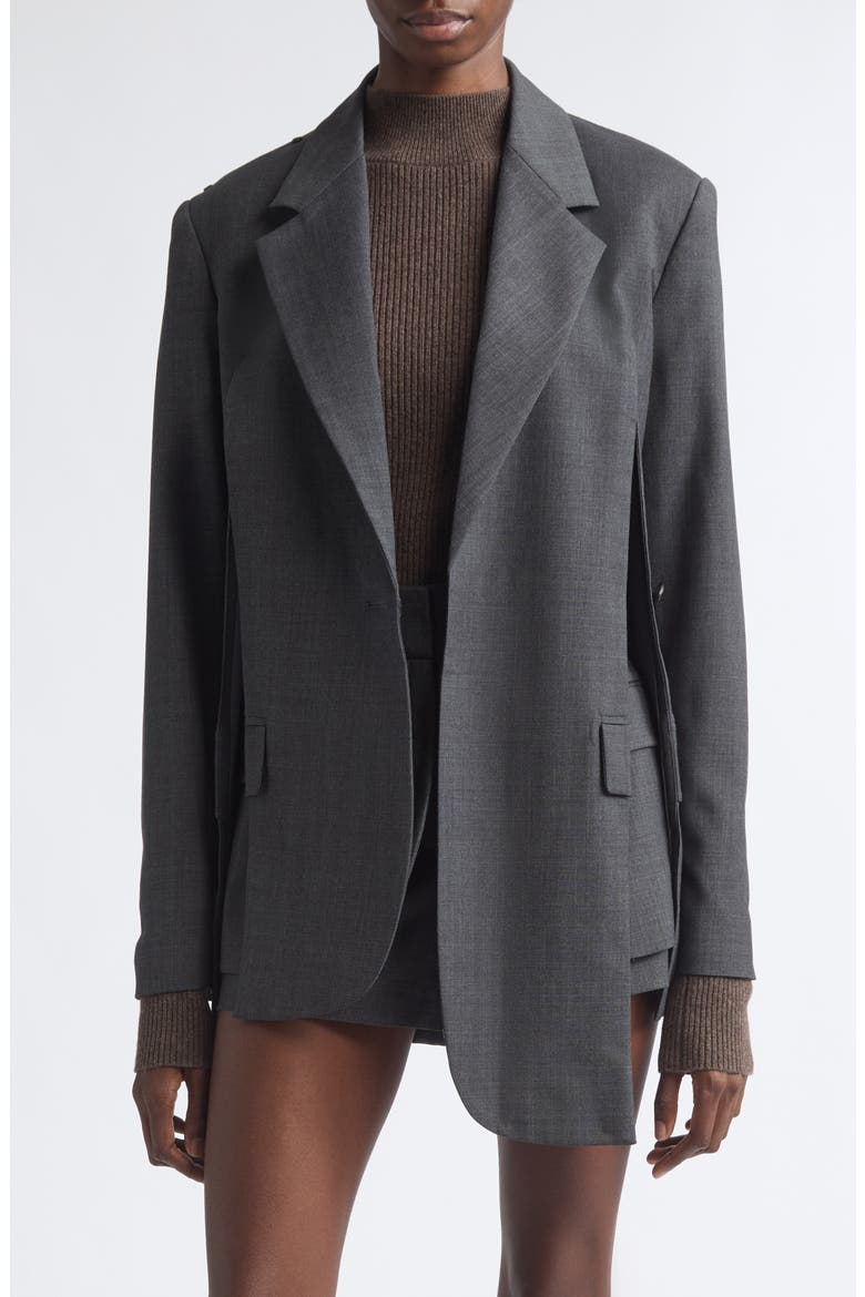 Deconstructed Lapel Wool & Cashmere Blazer, Main, color, DARK CHARCOAL