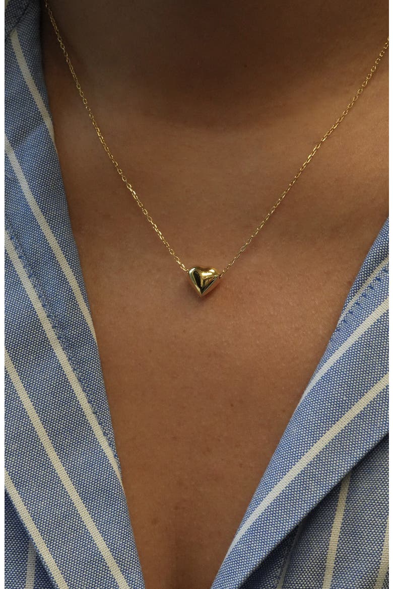 Puffy Heart Necklace, Alternate, color, GOLD