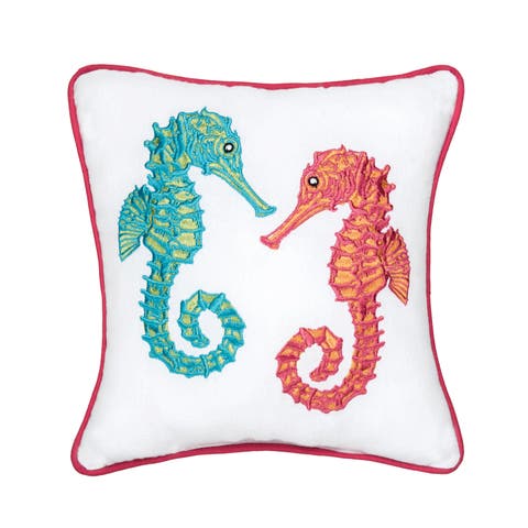 Seahorse Duo Mini Accent Pillow, 10" x 10"