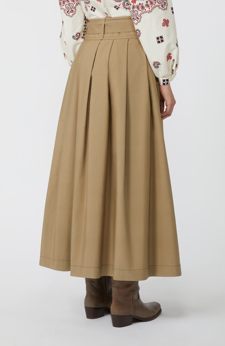 Weekend Max Mara Agiate Pleated Cotton Maxi Skirt, Alternate, color, Desert