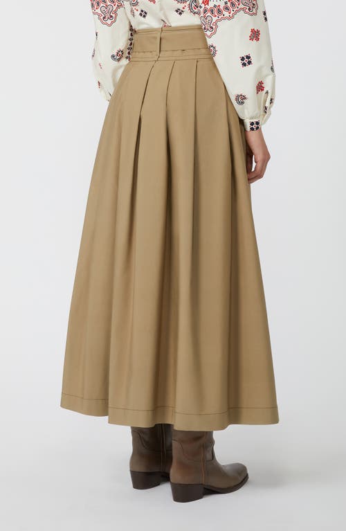 Weekend Max Mara Agiate Pleated Cotton Maxi Skirt In Sand