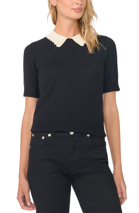 Scallop Trim Collar Sweater