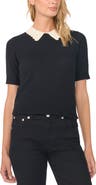 Halogen® Scallop Trim Collar Sweater