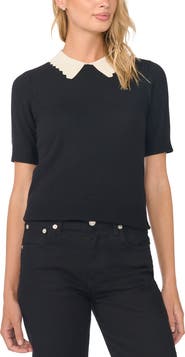 Halogen® Scallop Trim Collar Sweater