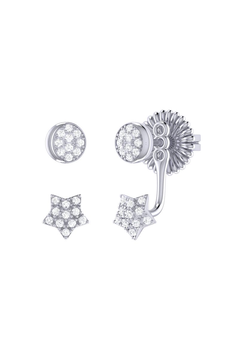 Moon Transformation Star Sterling Silver Diamond Stud Earring, Main, color, Silver