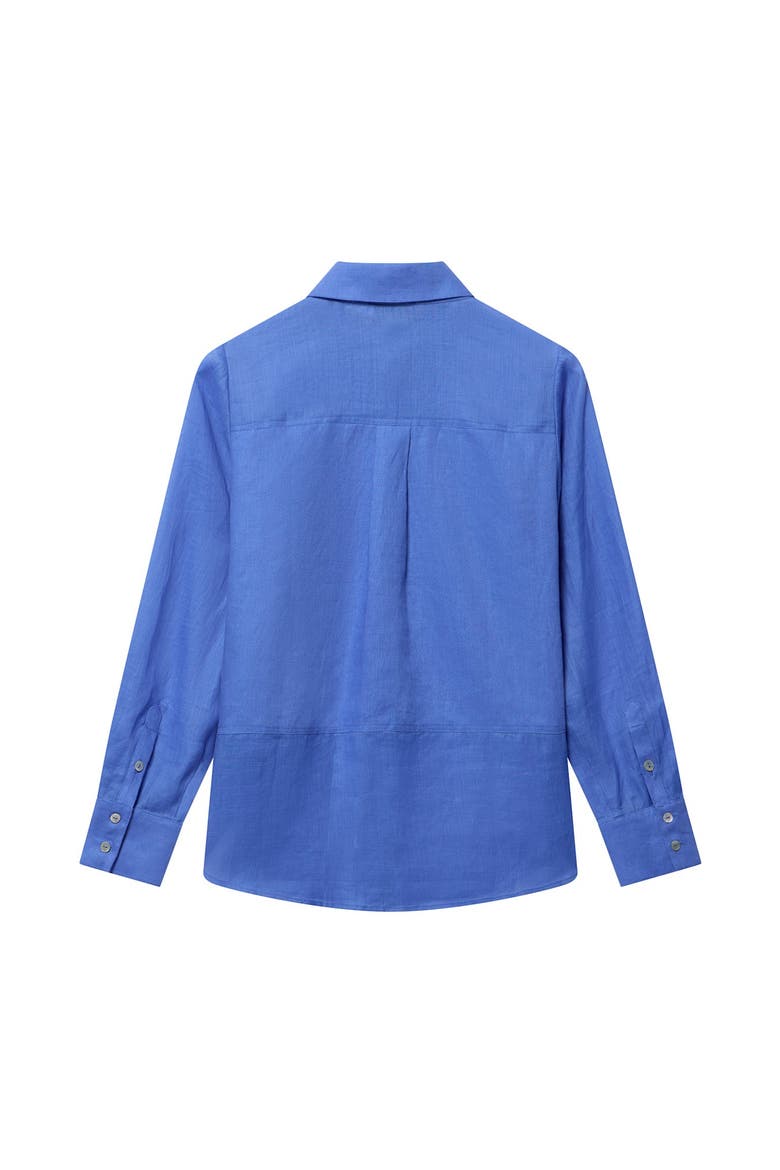 Linen Sheer Panel Shirt, Alternate, color, Blue